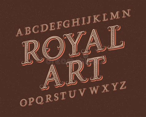 Royal Art Typeface Vintage Font Isolated English Alphabet Stock