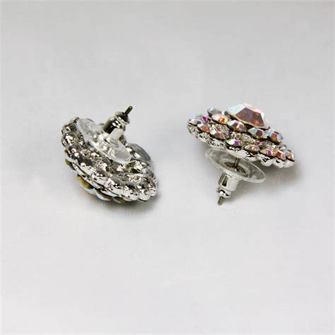 Swarovski Crystal Swarovski AB Crystal Flower Crystal Stud Earrings 22mm Necklaces, Earrings ...