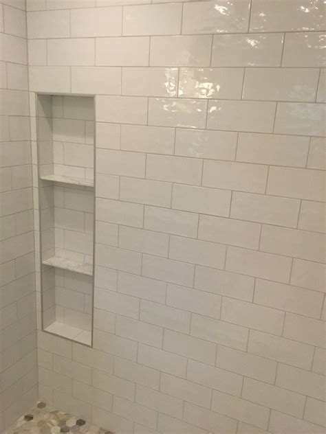 Bathroom Shower Niche With Schluter Chrome Trim Shower Niche