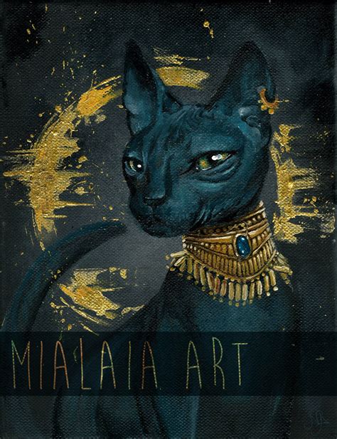 Bastet Egypt Sphynx Cat Goddess Oil Painting Canvas Art Etsy Egypt