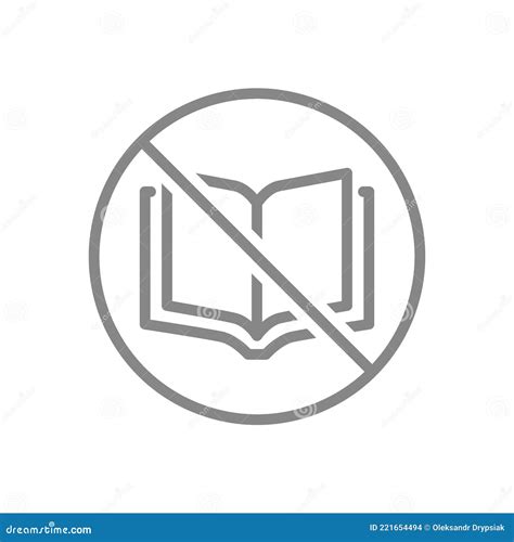 Forbidden Sign With Open Book Line Icon No Book Reading Stop Thinking
