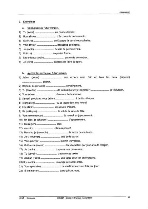 Leçons de conjugaison numérotées leçons de conjugaison non numérotées. Pour pratiquer le futur simple. Exercices. | Exercice ...