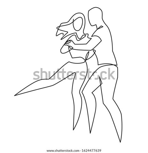 Sexy Salsa Couple Dancing Continuous One Line Drawing Latin Ballroom