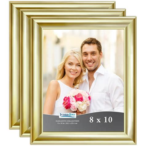 Icona Bay 8x10 Gold Picture Frame Glam Style 3 Pack Elegante