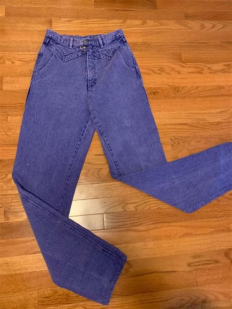 Vintage Western Ethics Jeans Purple Wash Denim High Waisted Straight Leg Jeans Size 26