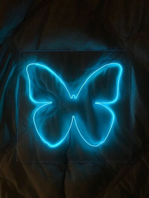 Butterfly Neon Sign 12 X 12 In 18 X 18 In Custom Handmade Blue