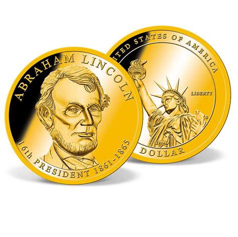 Colossal Abraham Lincoln Dollar Trial Gold Layered Gold American Mint