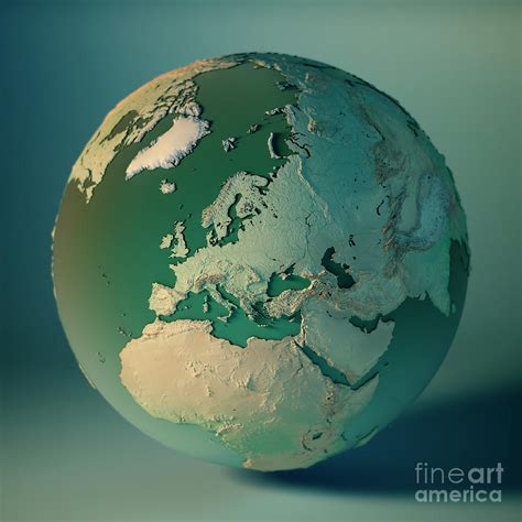 Europe Globe 3d Render Planet Earth Dof Digital Art By Frank Ramspott