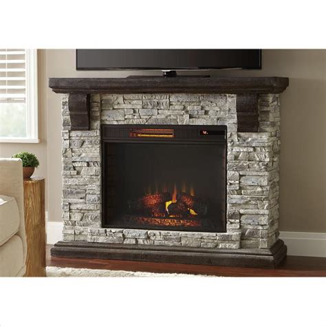 29 fire insert heats up to 400 sq. Highland 50 in. Faux Stone Mantel Electric Fireplace in Gray | Stone electric fireplace, Faux ...
