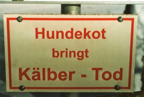 Für die beseitigung von hundekot in öffentlichem gelände gibt es meist regeln. Hundekot bringt Kälber - Tod Foto & Bild | quatsch, fun und rätselecke, witzige schilder ...
