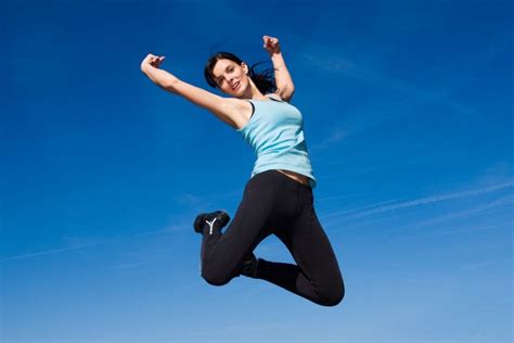 Happy Young Woman Jumping Better Bones