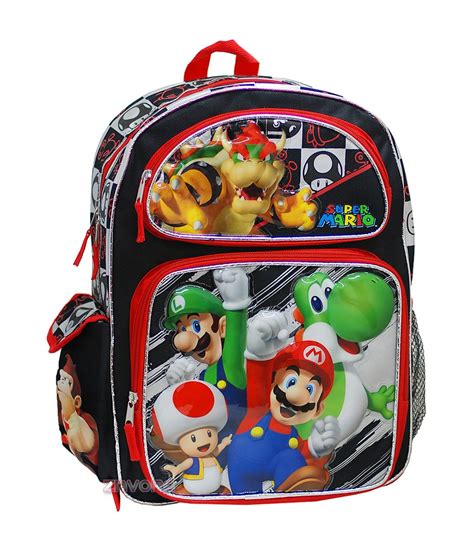 Super Mario Bros 16 Large Backpack Book Bag Backpack Brands Large