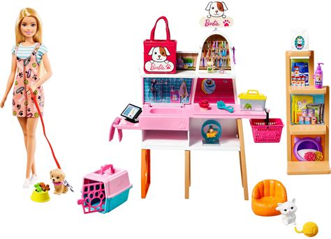 Barbie Doll And Pet Boutique Playset With 4 Pets And Accessories For 3
