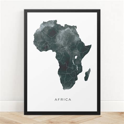 Africa Map Watercolour Print Watercolor Map Art Africa Map Etsy Uk