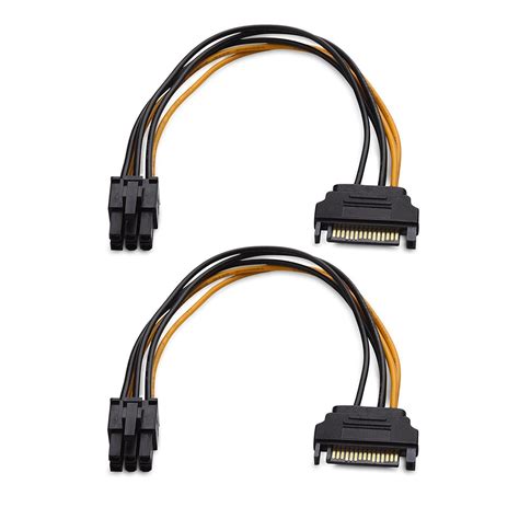 2 Pack 6 Pin Pcie To Sata Power Cable 6 Inches Bitcoin Merch
