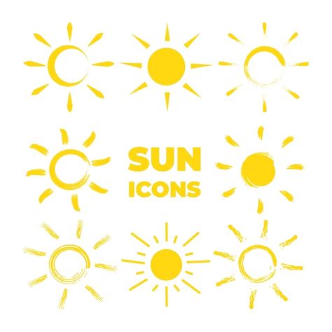 Premium Vector Set Of Yellow Sun Icons Collection Vector Illustration