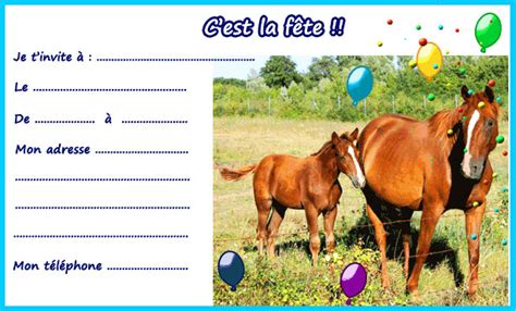 Carte Invitation Anniversaire Cheval