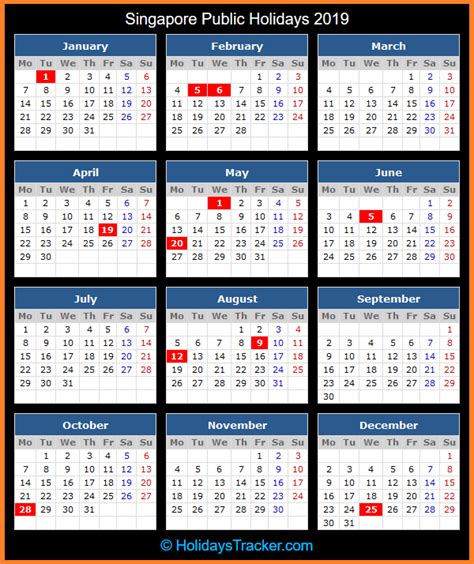 These dates may be modified as official changes are announced, so please check back regularly for updates. Singapore Public Holidays 2019 - Holidays Tracker