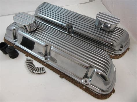 SB Ford SBF Finned Polished Aluminum Valve Cover Kit W Breathers W The H A M B