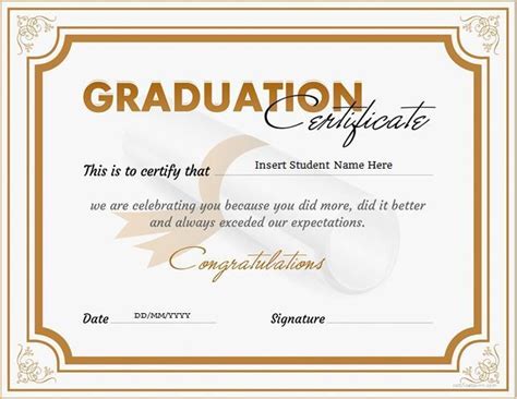 Graduation Certificate Template Word 4 Templates Example