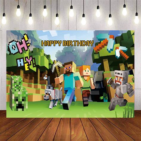Maybe you would like to learn more about one of these? Minecraft Backdrop For Photography Baby Shower Kids Pixel ...