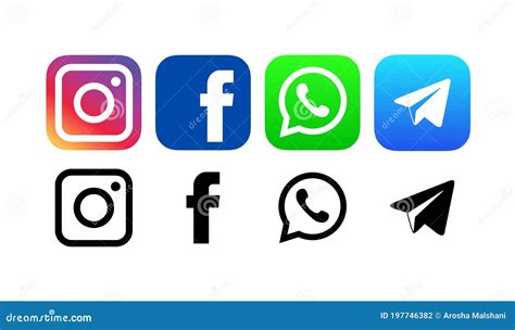 Facebook Whatsapp Telegramm Und Instagram Logos Lokalisiert Auf