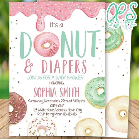 Printable Donuts And Diapers Baby Shower Invitation Diy