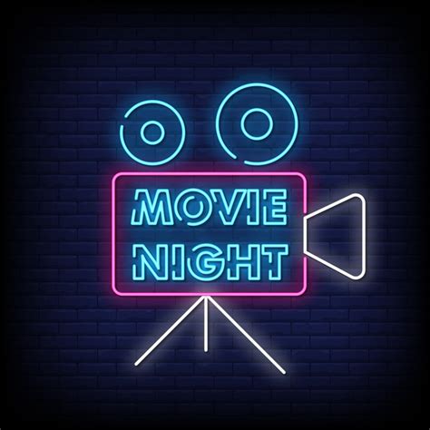 Movie Night Logo Neon Signs Style Text Vector 2405453 Vector Art At