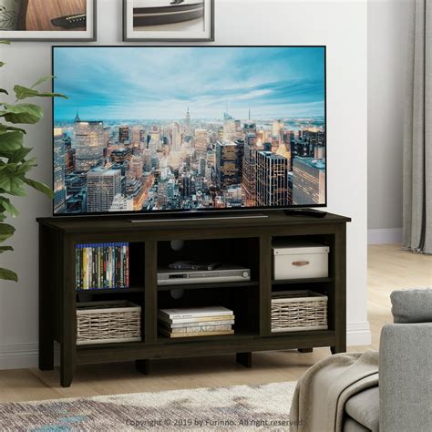 Furinno Jensen Tv Stand With Shelves For Tv Up To 55 Inch Espresso