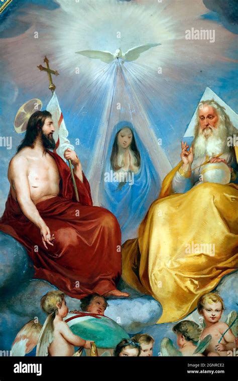 Holy Spirit Jesus Virgin Mary And God Trinity Fresco Saint