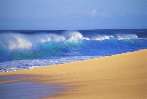 Shorebreak Waves Along Sandy Beach Blue Sky Pacificstock Canvas