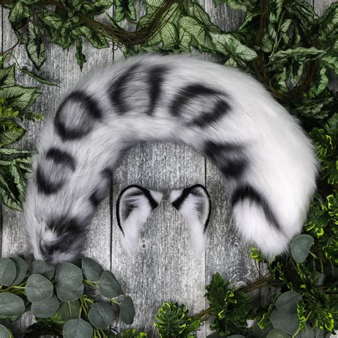 Realistic Snow Leopard Ears And Tail Set Faux Fur Handmade Etsy