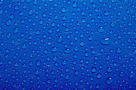 Water Drops On The Blue Background High Quality Nature