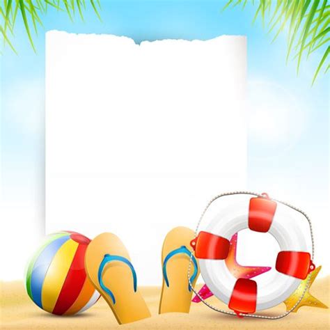 Happy Summer Holidays Elements Vector Background 03 Bordes Y Marcos