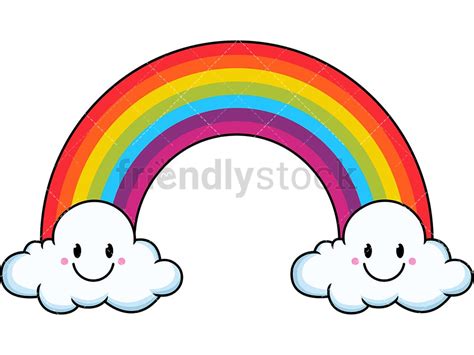 Cute Kawaii Rainbow Cartoon Vector Clipart Friendlystock