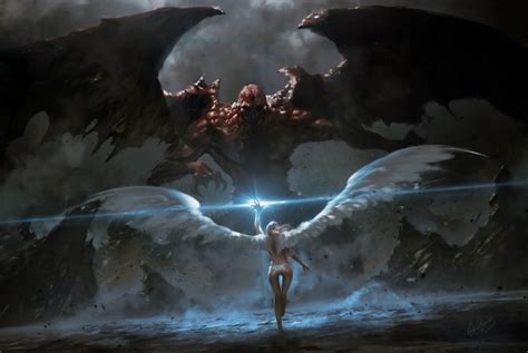 Tapeta na monitor Fantasy anděl démon holka křídla kouzlo