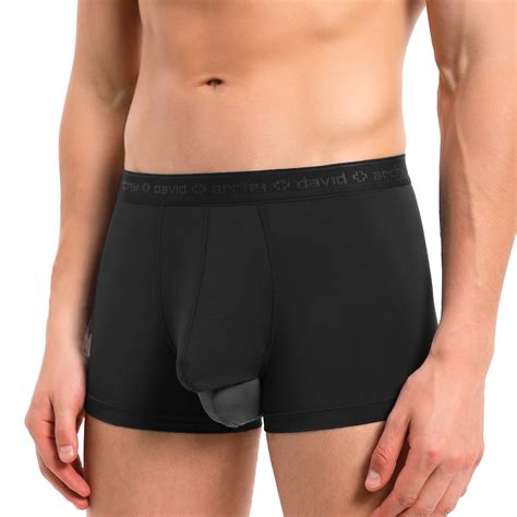 David Archy Mens 4 Pack Underwear Micro Modal Separate Pouches Trunks With Fly Blackm On