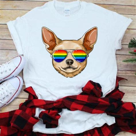 Nice Chihuahua Gay Pride Flag Lgbt Rainbow Sunglasses Chihuahua Shirt
