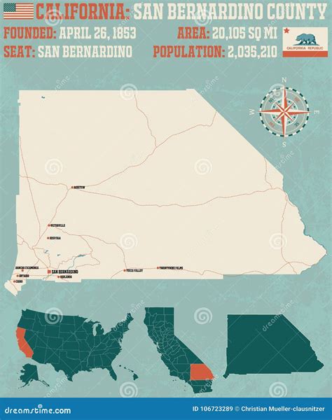 San Bernardino County Map In California Stock Vector Illustration Of