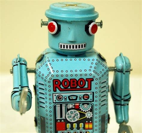Tin Toy Blue Metal Robot Wind Up Vintage Style Nib 5 Vintage Robots