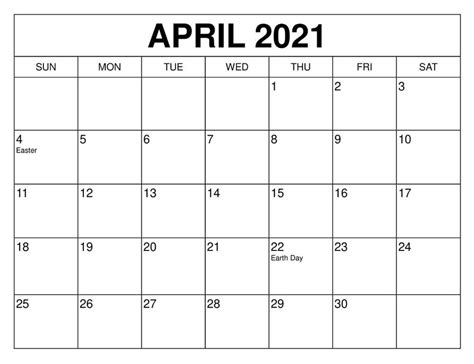Doesn't get easier than that. 2021 Calendar April Month Free Printable Calendar Templates.