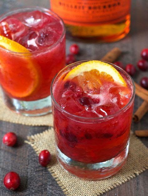 These 12 christmas drink recipes are easy to make & are sure to spread holiday cheer! Three Ingredient Cranberry Bourbon Cocktail | Recipe | Bourbon cocktails, Christmas drinks ...