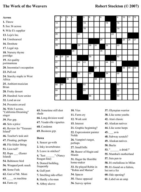 Printable Thomas Joseph Crossword Puzzle For Today Answers