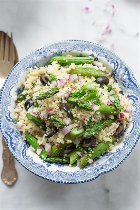 Organic whole wheat couscous is a natural pasta that's tiny and extremly light and fluffy when cooked. Easy Asparagus Pasta Salad - Primavera Kitchen
