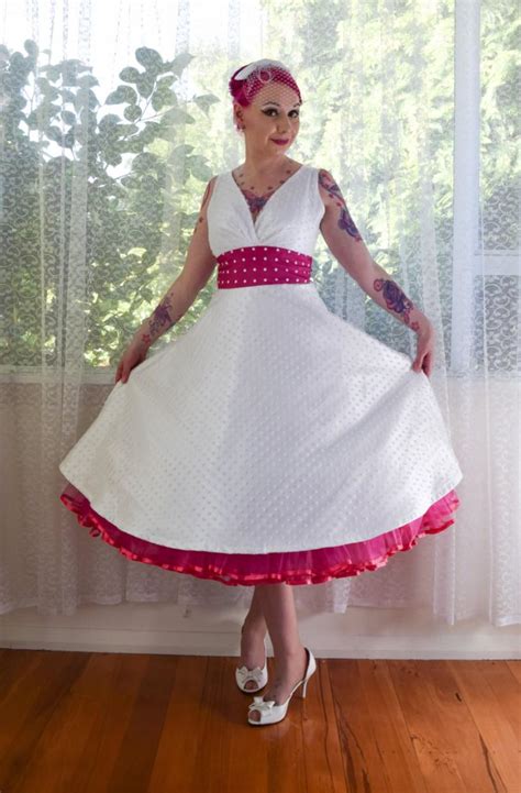 1950s Rockabilly Fenella Wedding Dress With Polka Dot Waistband And