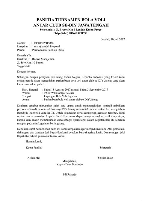 buatlah surat resmi tentang permohonan bantuan - Brainly.co.id