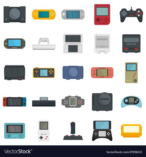 Console Icons Set Flat Style Royalty Free Vector Image