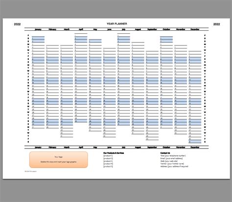 year planner template 2022 excel printable file infozio
