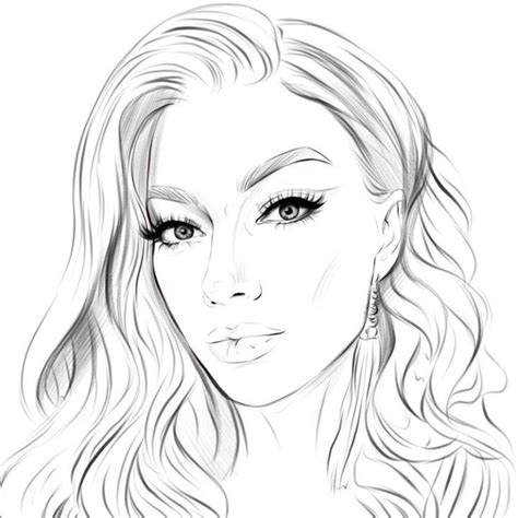 Pin By Akaili Outlaw On Baddie Coloring Pages Female Face Drawing