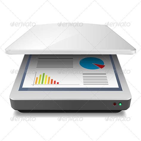 Opened Office A4 Scanner Illustration On White Paperless Office